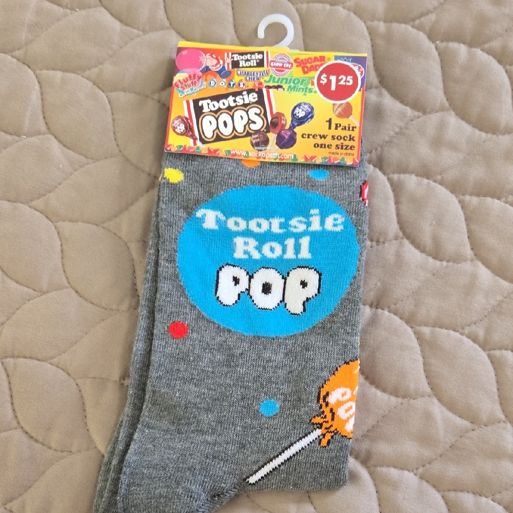 Tootsie Roll Pop Gray Crew Socks FREE With Any Bundle Order